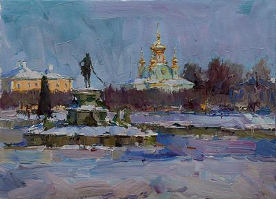 Жуков Владимир. "Петергоф", 2012 г., 43x60 см., холст, масло. Жуков Владимир Петрович. Родился 