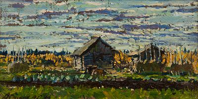 Абакумов Михаил Георгиевич (1948-2010), Народный художник России, "Окраина хутора" 9х16 см 