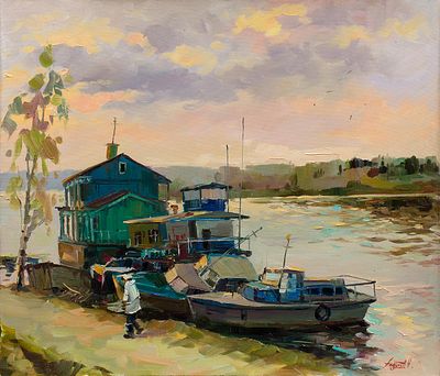 Андреев Николай Леонтьевич "Вечером на Волге. г. Плес Ивановской обл." 60х70 см, 2014 г. Холст 