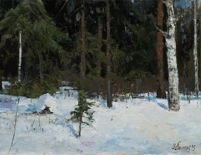 Богатов Илья "Зима в лесу" 50.5х64 см, 2013 г. Холст, масло.