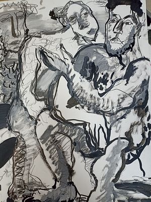 Старик Елена, "Нудистская любовь", 2017г., 86х61см., бумага, акварель. Окончила 