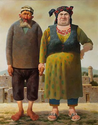 [Большой формат] Умаров Бахтияр. Старик и старуха, 2015г., 100х80см., холст, масло. Заслуженный 
