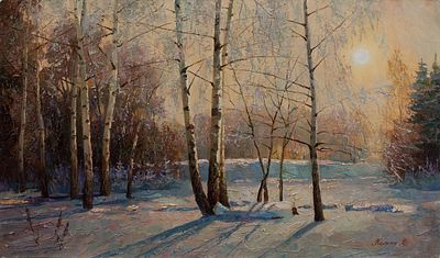Калинин Михаил "Березы в инее" 50х80 см, 2008 г. Холст, масло.