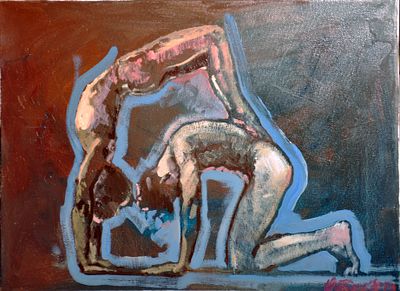 Бегма Оксана, "Акробаты", 2018г., 30х40, холст, масло. Художница родилась в 1973 году в городе 