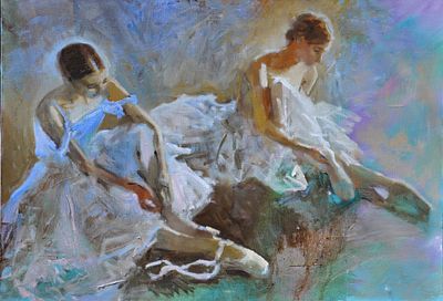 Бегма Оксана, "Балерины", 2018 г., 50х70 см, холст, масло. Художница родилась в 1973 году в 
