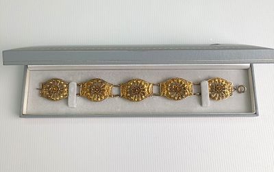 Колоритный винтажный браслет из серебра с Португальской филигранью (сканью), покрытый 