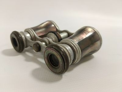 Старинный театральный биноркль, отделанный богатым перламутром.
Хорошая сохранность.
Размер: 