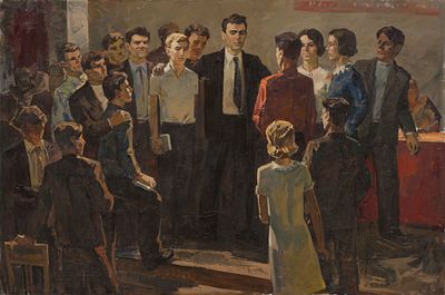 [Большой формат] Ткач Анатолий Степанович. Разговор о будущем. Размер 80x120 см. Холст, масло. Т 