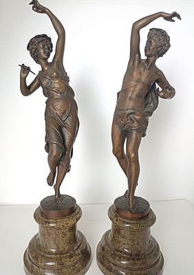 Эрнест Ранкуле (Франция, 1870-1915), мужские и женские танцующие фигуры, бронза, каждая 