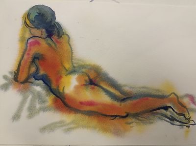 Беро Валентина "Ожидание", 2017 г., 18 х 27.5 см. Бумага, акварель. Валентина Беро 
Родилась в 