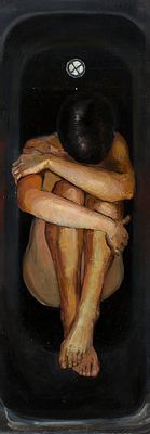 [Большой формат] Менжилий Ольга, Не могу всплыть, 2007, 145х50, х.м. Окончила Ростовское 
