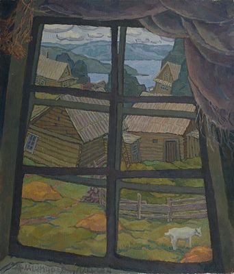 Владимирова-Лаврова Анна "Окно в деревне" 80х70 см, 2004 г. Холст, масло. Анна Валериевна 