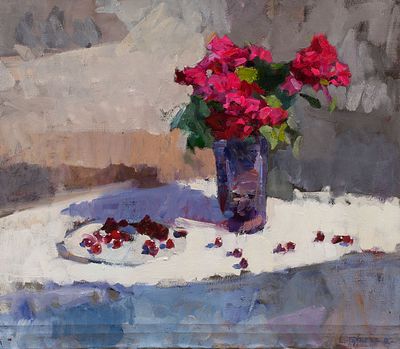 Губарев Денис "Розы и черешня" 70х85 см, 2012 г. Холст, масло. Денис Викторович Губарев родился 