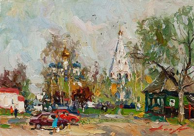 Долгашев Константин, Заслуженный художник РФ, "Старый город. Чебоксары" 50х70 см, 2011 г. Холст 