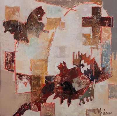 Аветисян Ваагн "Гранат" 30х30 см, 2006 г. Бумага, масло, смешанная техника. Ваагн Аветисян 