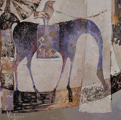 Аветисян Ваагн "Конь" 30х30 см, 2006 г. Бумага, масло, смешанная техника. Ваагн Аветисян 