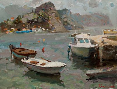 Аксёнов Владимир "Бухта г. Петровац" 35х45 см, 2011 г. Холст, масло. Лауреат Гранта 