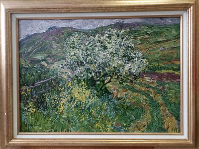 Столяренко Пётр Кузьмич (1925-2018), Народный художник, "Куст боярышника" 50х70 см, 1979 г. 