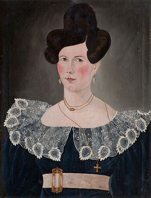 XIX в. "Аристократический дамский потрет", 1810-1820-е, 59х45 см, холст, масло, оригинальная 