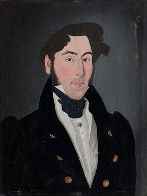 XIX в. "Аристократический мужской потрет", 1810-1820-е, 59х45 см, холст, масло, оригинальная 