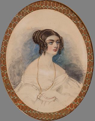 XIX в. Самюэль А. Хардинг (S.A. Harding) Портрет графини Эммы Малмесберийской, 1831, 31х26 см. 