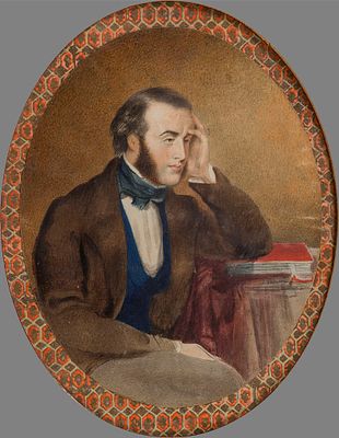 XIX в. Самюэль А. Хардинг (S.A. Harding) Портрет джентельмена, 19 в. 31х26 см., графит, тушь 