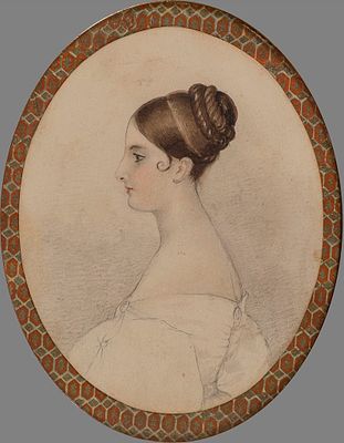 Самюэль А. Хардинг (S.A. Harding) Портрет Луизы Хопе, 19 в. 31х26 см., графит, тушь, акварель 