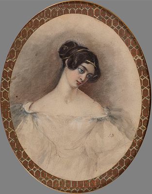 Самюэль А. Хардинг (S.A. Harding) Портрет Гонории Кадоган, 19 в. 31х26 см., графит, тушь 