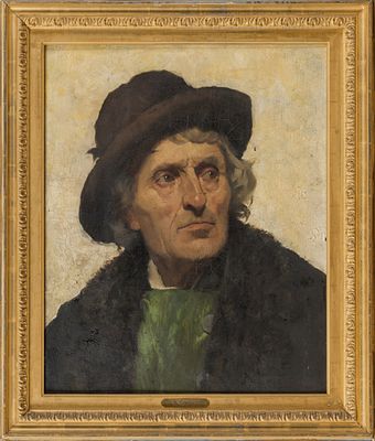 XIX в. Ричард Крейфелдс (Richard Creifelds) (1853-1939) &laquo;Портрет джентльмена в шляпе&raquo;. 53х43 