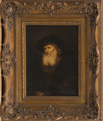XIX в. &laquo;Портрет старика с бородой&raquo; Голландский мастер, 19 век. Масло на медной пластине. 25 х 