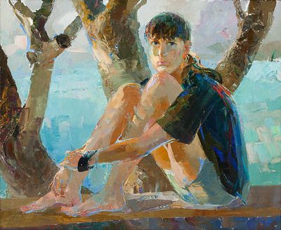 [Большой формат] Анохин Андрей "Грустный вечер" 2006 г. 90х110 см, холст, масло.