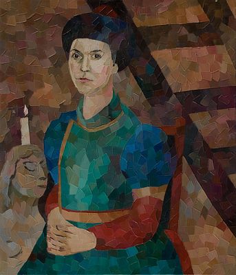 Антошина Ирина "Портрет дамы в монгольском костюме" 2004 г. 70х60 см, холст, масло. Художница 