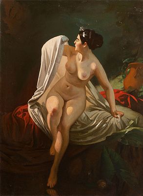 [Большой формат] Артыков Г.А. "Купальщица" 1990 г., 100х74 см, холст, масло. Копия картины 