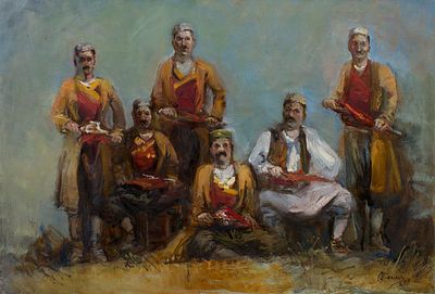 Бегма Оксана "Черногорцы" 2011 г., 60х90 см, холст, масло. Работа в холсте.