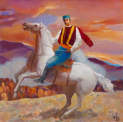 Бедоев Шалва Евгеньевич "Всадник Черногории" 2012 г. 75х80 см, холст, масло.