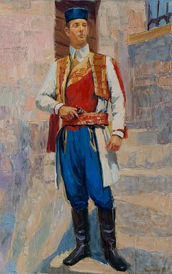 Блинова Юлия "Черногорец" 2012 г. 70х44 см, холст, масло. Работа в холсте.