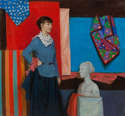 [Большой формат] Боброва Юлия "Портрет с бюстом" 2011 г., 100х90 см, холст, масло. Работа в холсте.