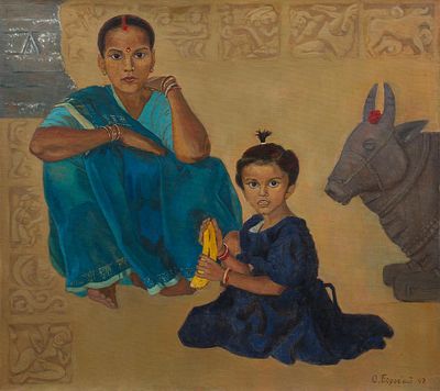 [Большой формат] Бородай Ольга "Долина Куллу" 2002 г., 90х100 см, холст, масло. Работа в холсте. 