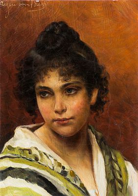 Блаас, Эжен де. Юная прелесть. Копия музейного уровня. 
Размер оригинала 28х21см. Размер копии 