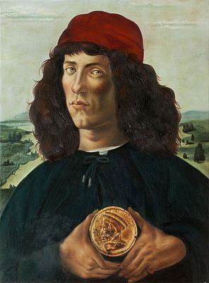 Боттичелли, Сандро. Портрет мужчины с медалью Козимо Старший. Копия музейного уровня. 
Размер 