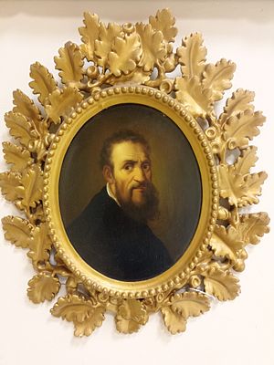 XIX в. Портрет Микеланджело, 19 век. Доска, масло. 20,6х16,6 см.
Картина в старинной 