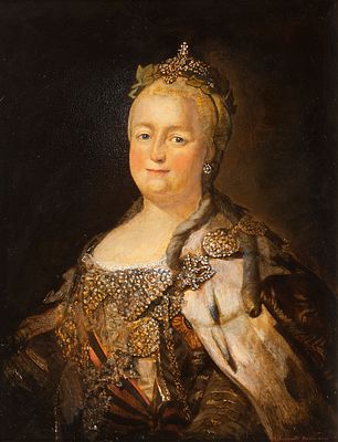 Вагин Александр "Портрет Екатерины II (по работе Ф. Рокотова)" 2013 г., 90х70 см, Холст, масло.