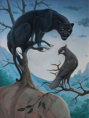 Восканян Артуш "Черная пантера (10)", 2010 г., 60х80 см, холст, масло. Художник родился в 1966 