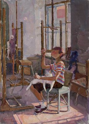 Григорьева-Климова Ольга. "Мальчик с пузырями", 60х40 см, холст, масло. Ольга Вячеславовна 