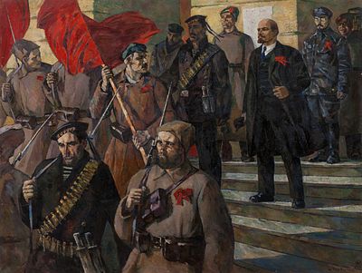 [Очень большой формат] Туранский Александр Алексеевич, "На ступенях Смольного", 120х160 см 