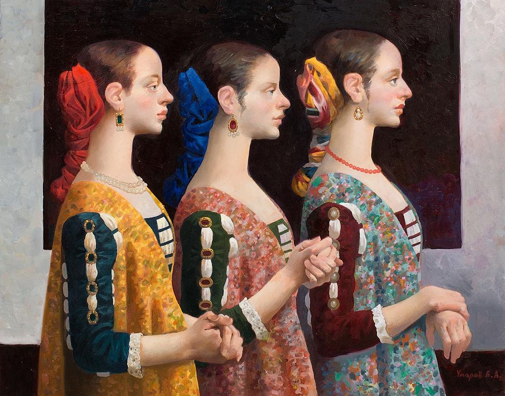 [Большой формат] Умаров Бахтиёр, Три грации, 2015, 80х100, х.м. Заслуженный художник Европы 