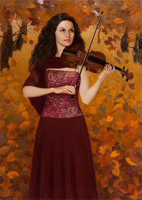 [Большой формат] Недзвецкая Александра "Осенняя мелодия" 120x85см? 2010г. Холст, масло. Александ 