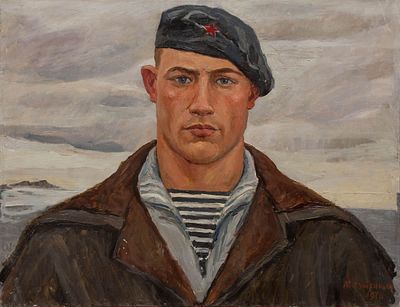 Гуменных Михаил Васильевич (1925-2016) &laquo;Морской пограничник&raquo; 52х67 см, 1970 г. Холст, масло. Род 