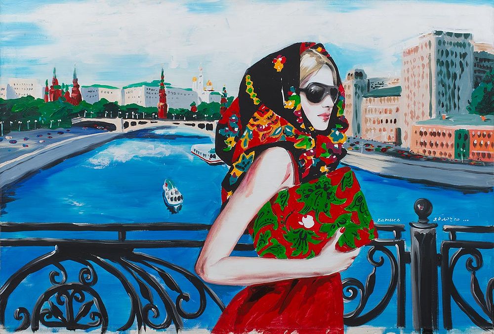 [Большой формат] Федорова Марина, Катись яблочко..., 2009 год, 80х120 см, холст, масло. Марина 