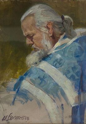 Богатов Илья "Добрыня Никитич" 50х40 см, 2008 г. Холст, масло. Оформлена в паспарту, раму под 